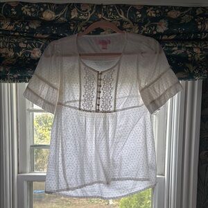 Lily Pulitzer 100% Cotton size 6 White Eyelet Women's Top Blouse